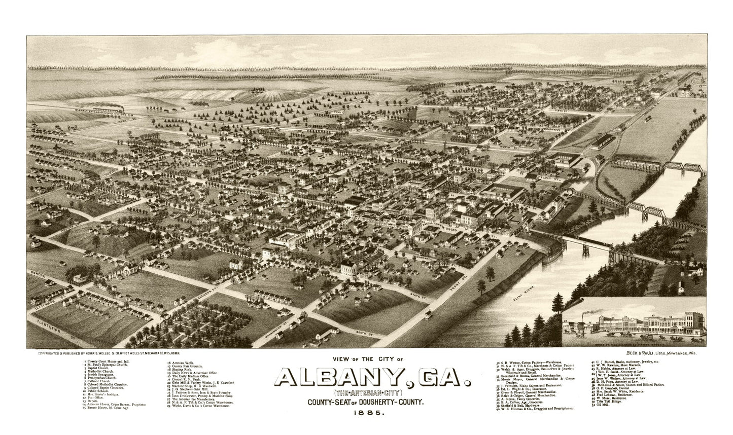 Vintage Map of Albany, Georgia 1885