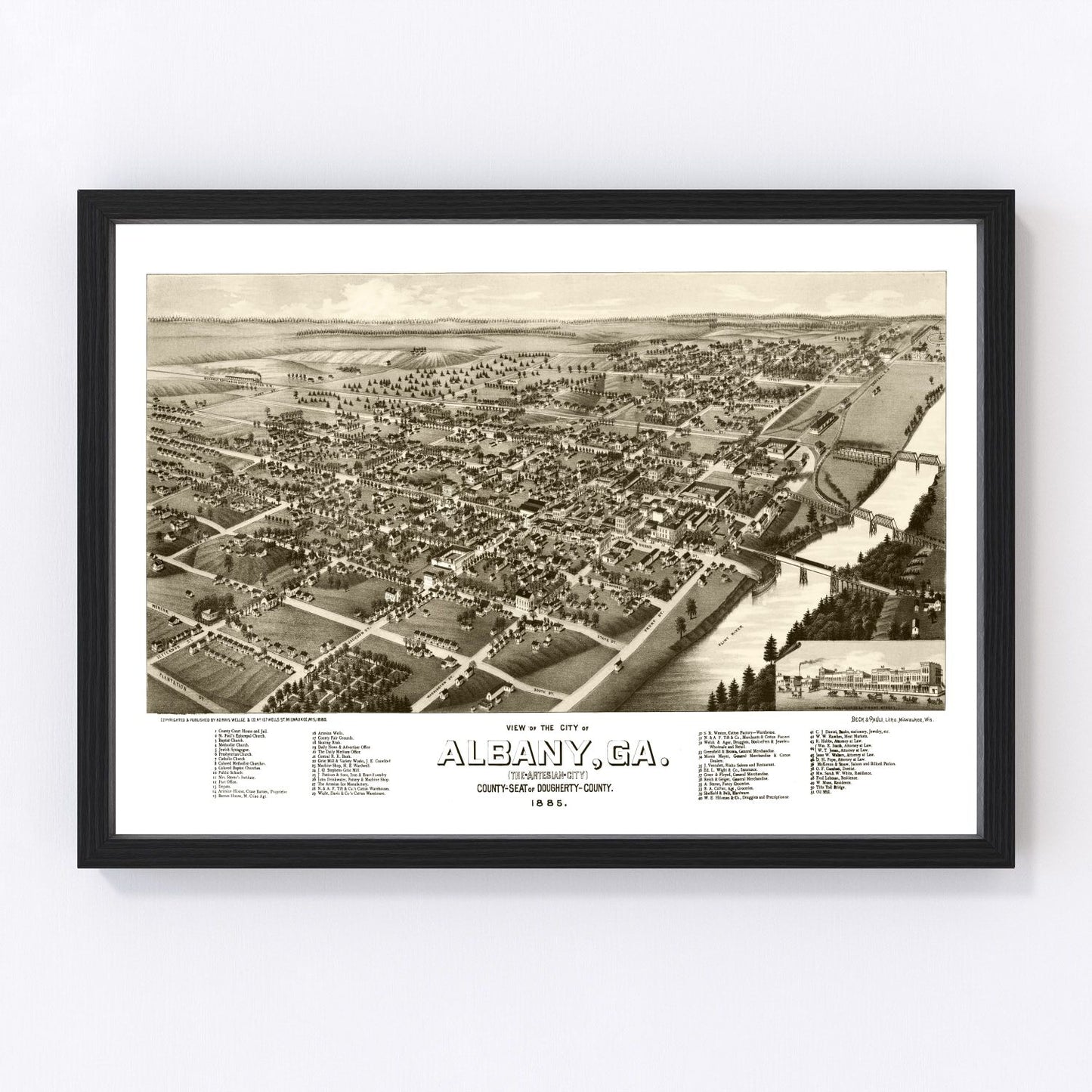 Vintage Map of Albany, Georgia 1885