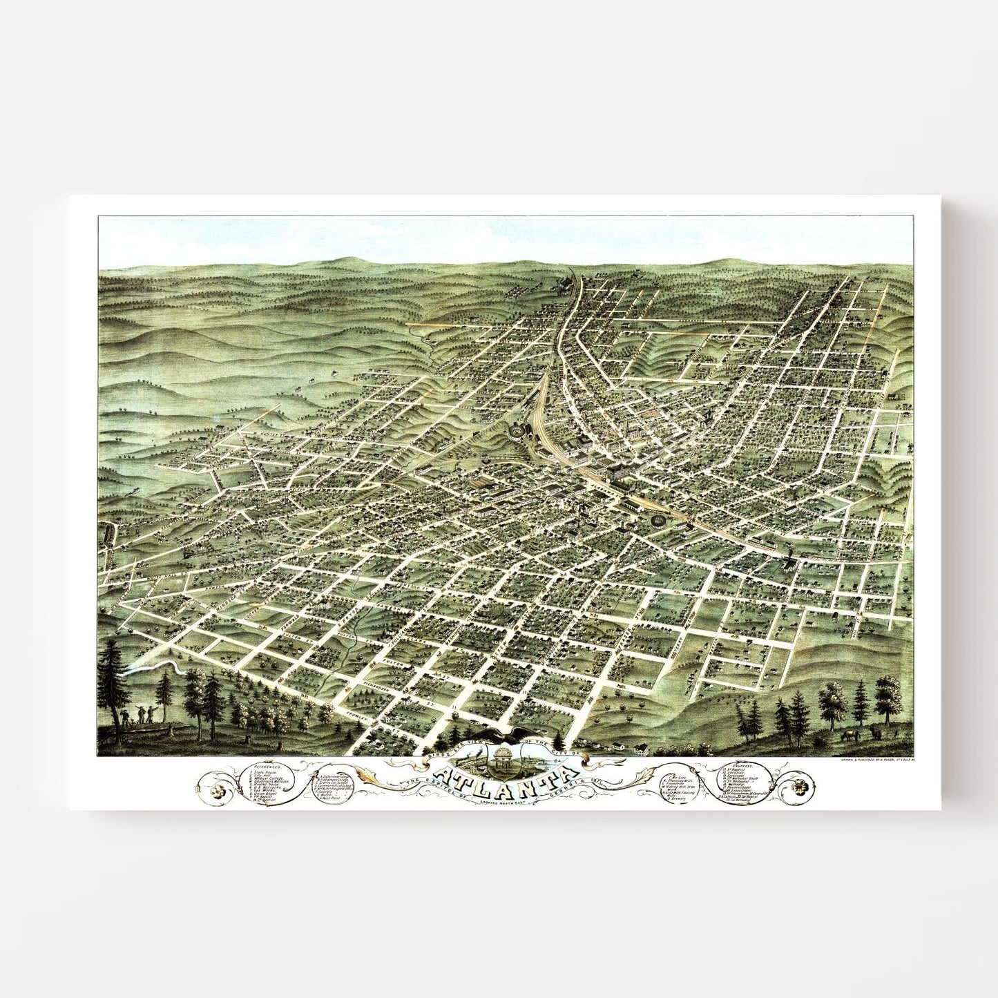 Vintage Map of Atlanta, Georgia 1871