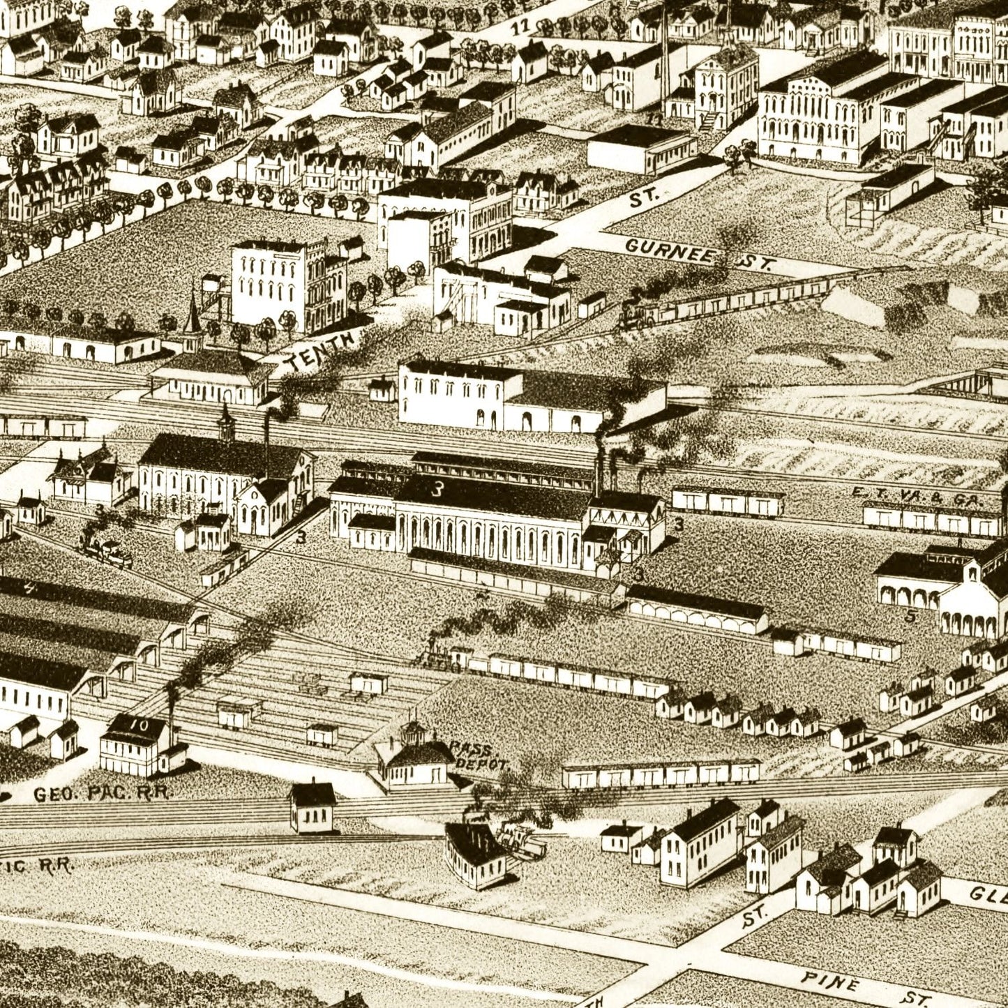 Vintage Map of Anniston, Alabama 1887