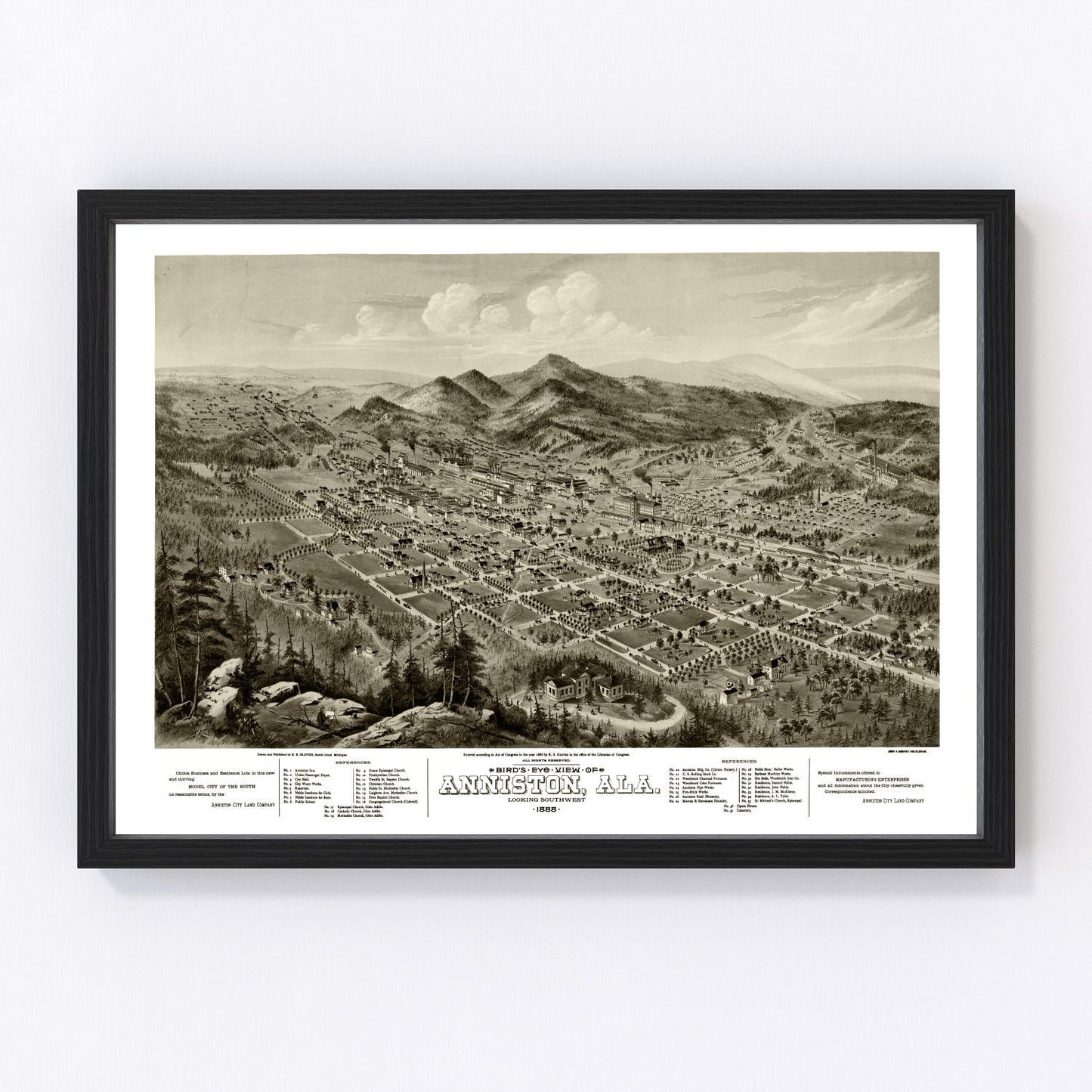 Vintage Map of Anniston, Alabama 1888