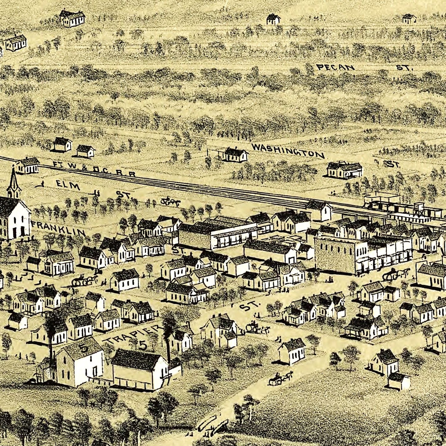 Vintage Map of Alvord, Texas 1890