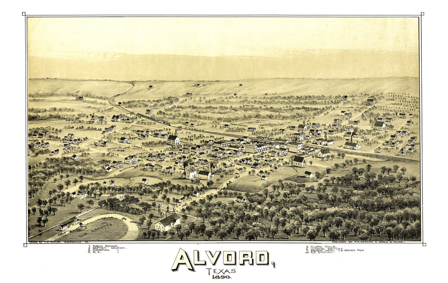 Vintage Map of Alvord, Texas 1890