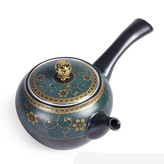 Jingdezhen Porcelain Side Handle Teapot Gilt Silver 230ml Kung Fu Tea Pot