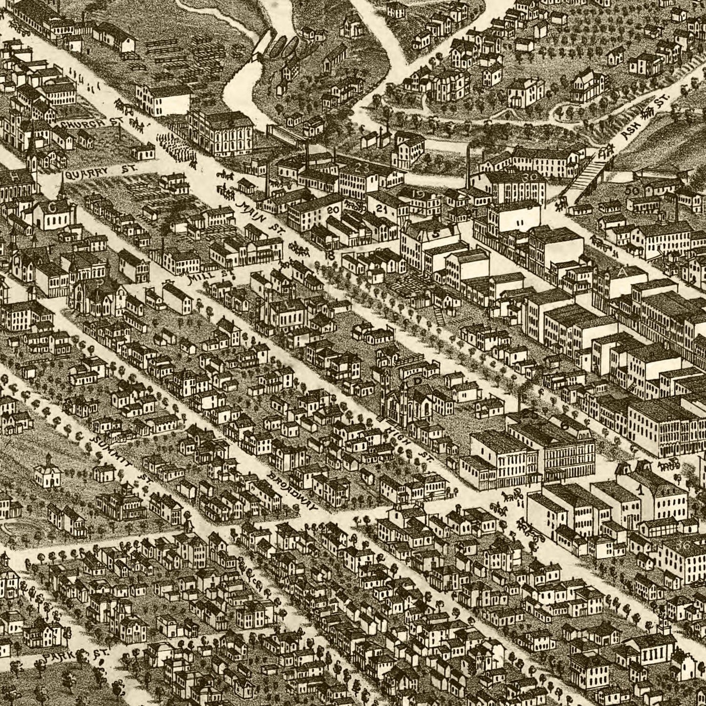 Vintage Map of Akron, Ohio 1882