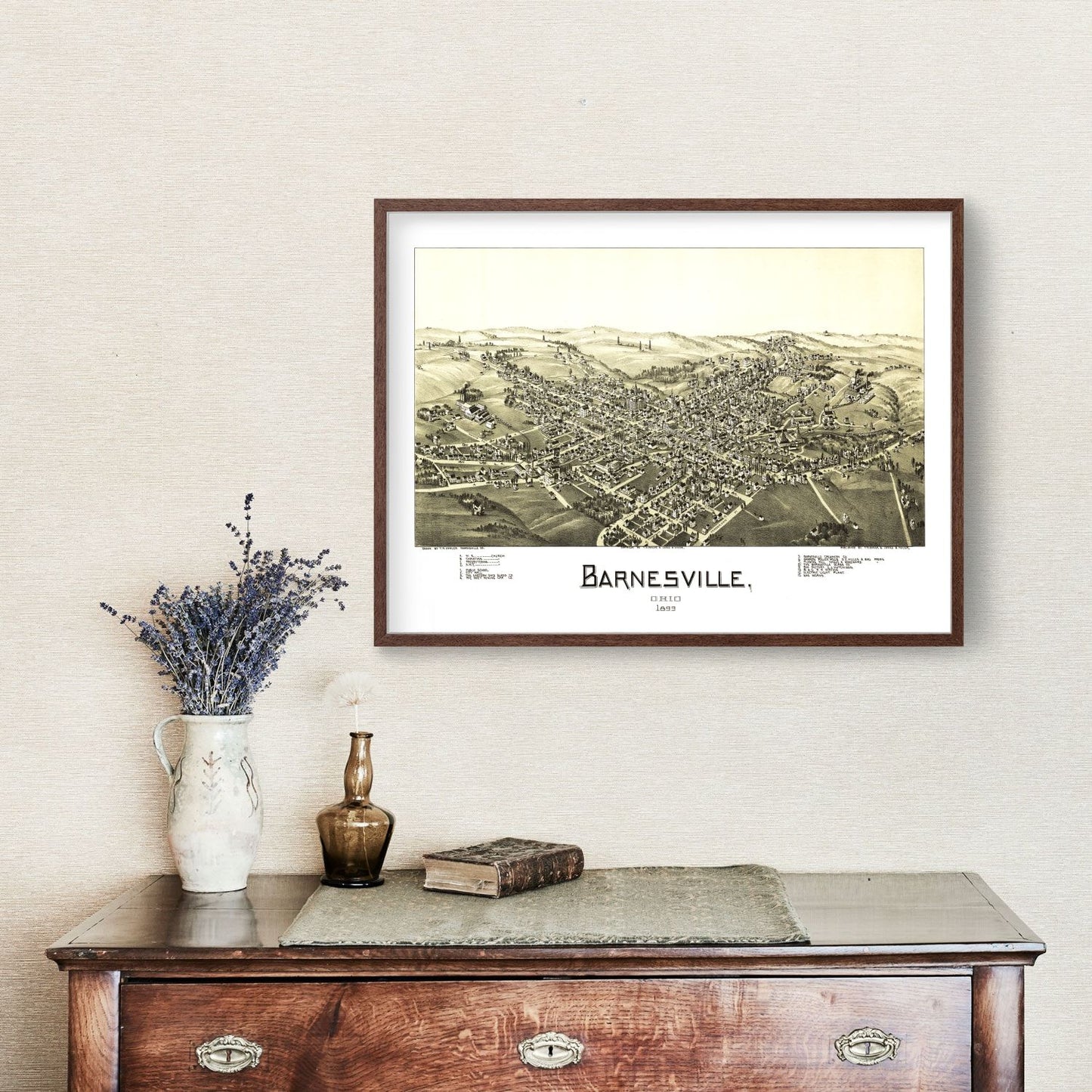 Vintage Map of Barnesville, Ohio 1899