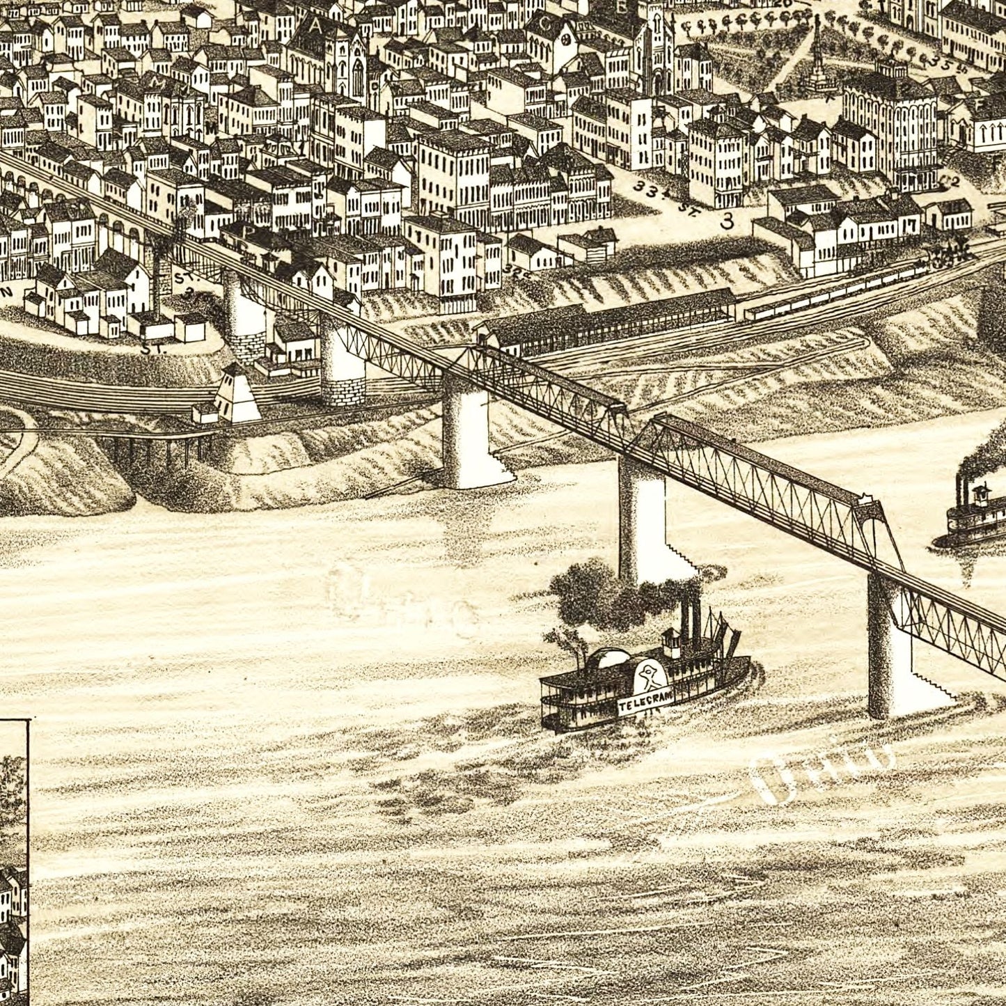 Vintage Map of Bellaire, Ohio 1882