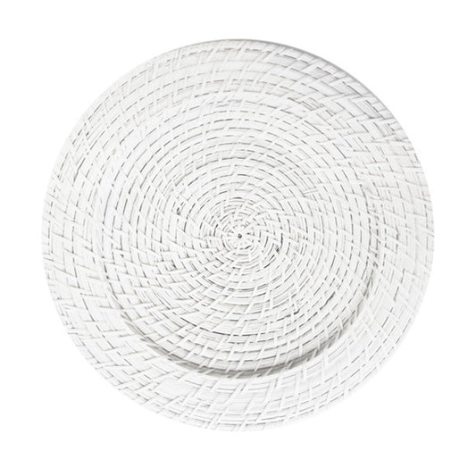 White Rattan Charger Set of 4 Plates