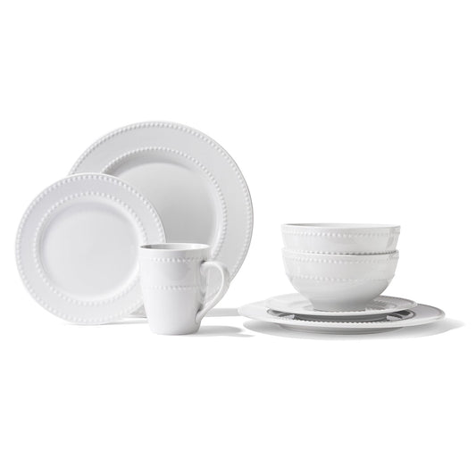 ZARA PORCELAIN 16 PC DINNER SET: 10.5"DP, 7.5"S, 6"BW, 12oz Mug RB
