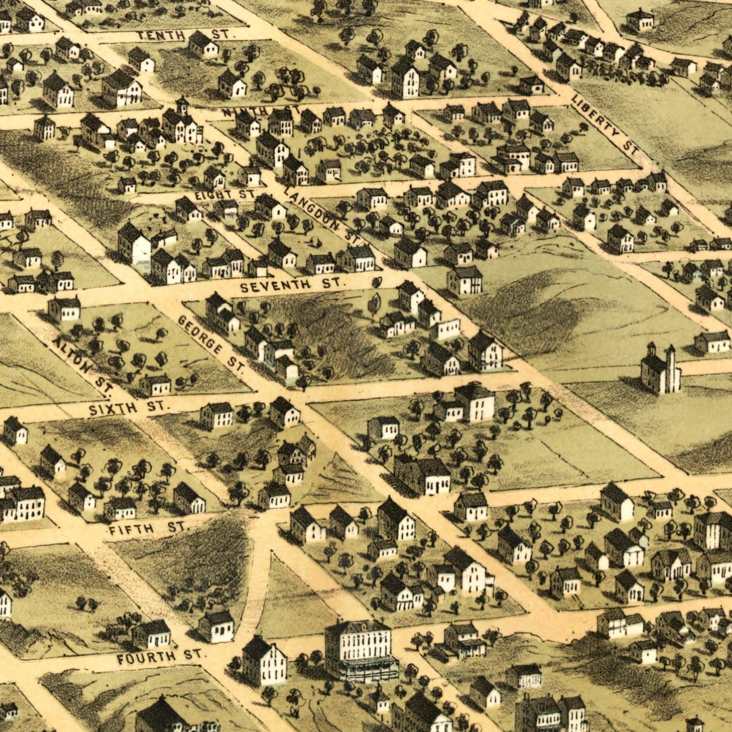 Vintage Map of Alton, Illinois 1867
