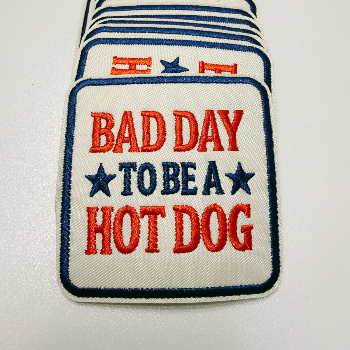 Bad Day to be a Hot Dog (3" x 3") Patriotic - Embroidered Hat Patch
