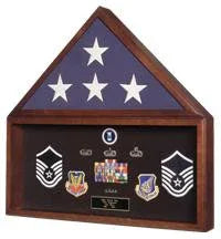 Flag and Document Frame, Walnut Case With 5'x9.5' Flag