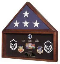 Burial Flag Medal Display case, Ceremonial Flag display.