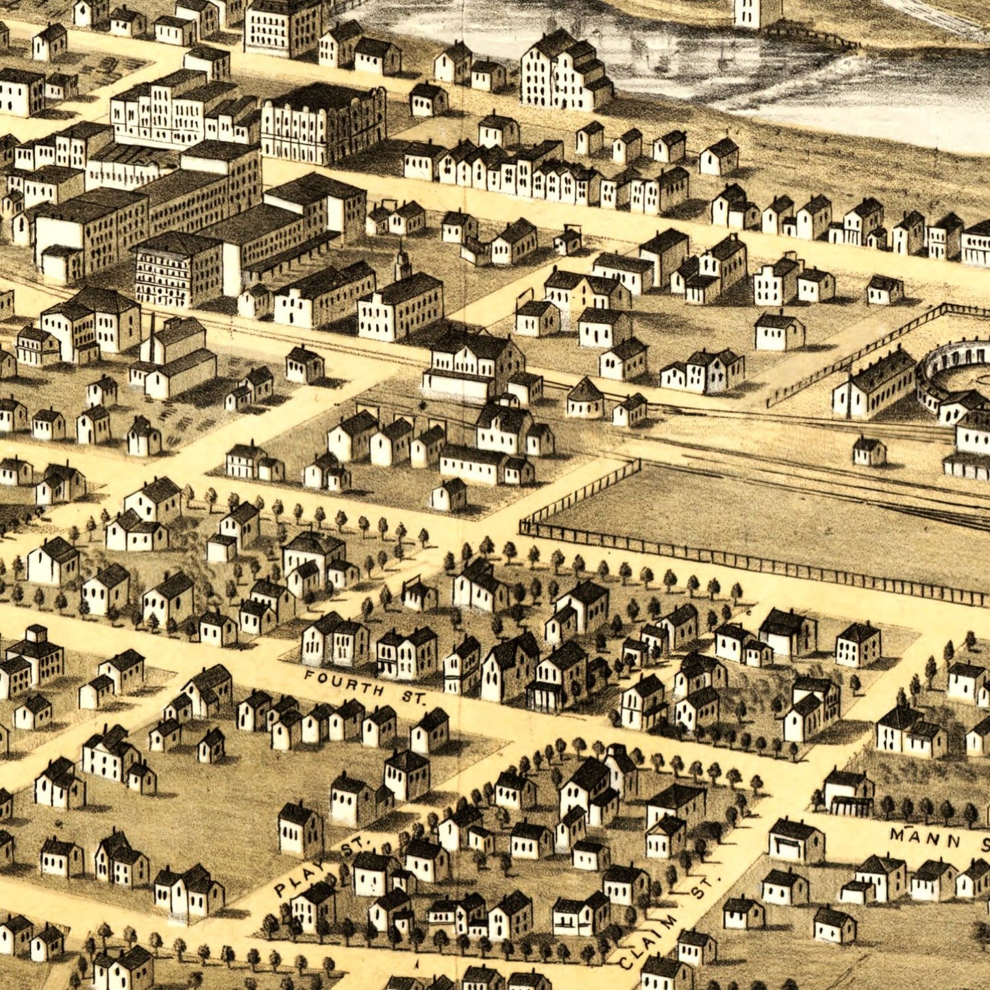 Vintage Map of Aurora, Illinois 1867