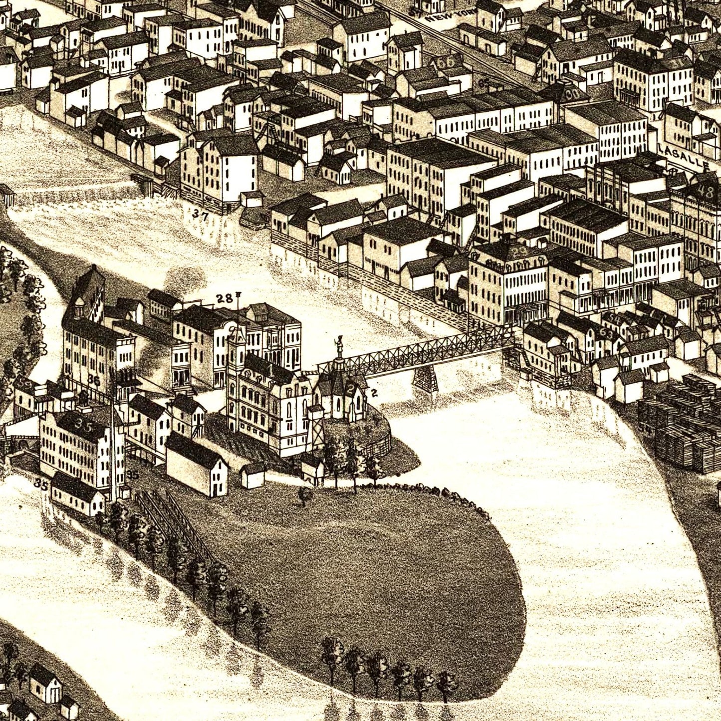 Vintage Map of Aurora, Illinois 1882