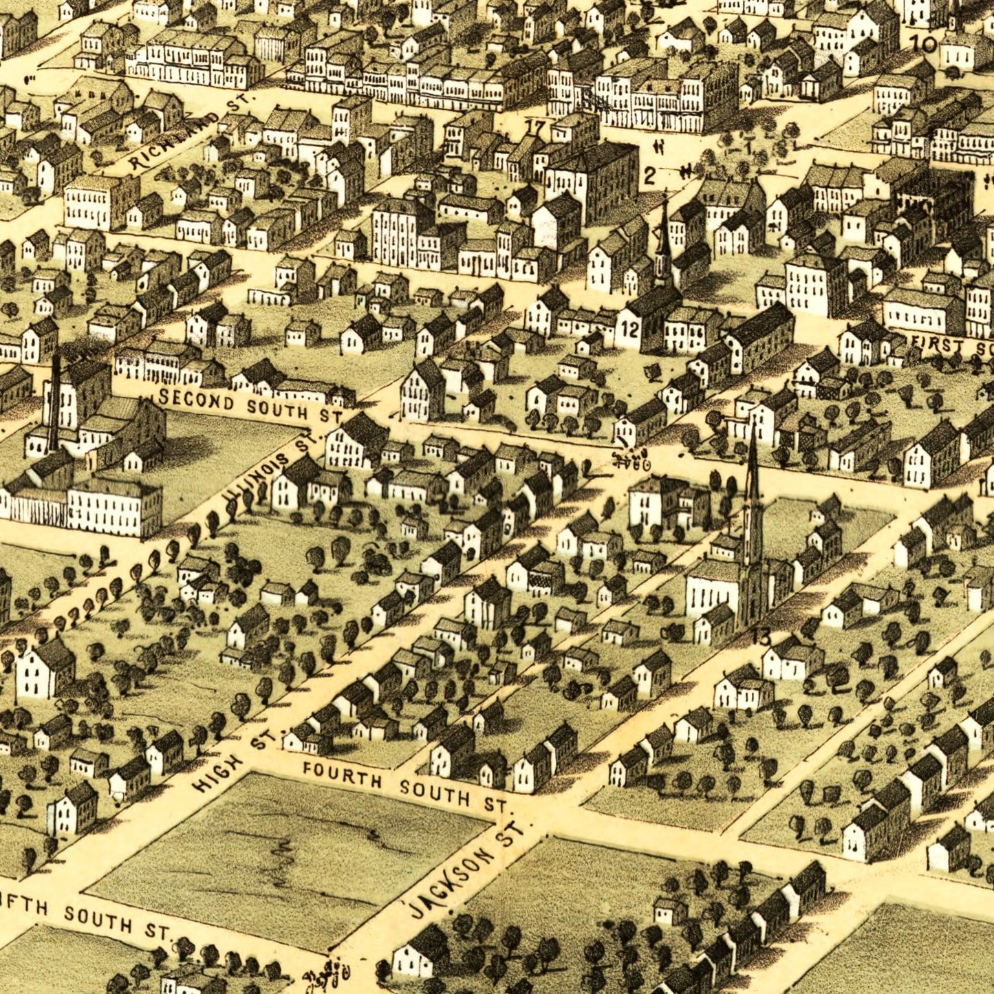 Vintage Map of Belleville, Illinois 1867