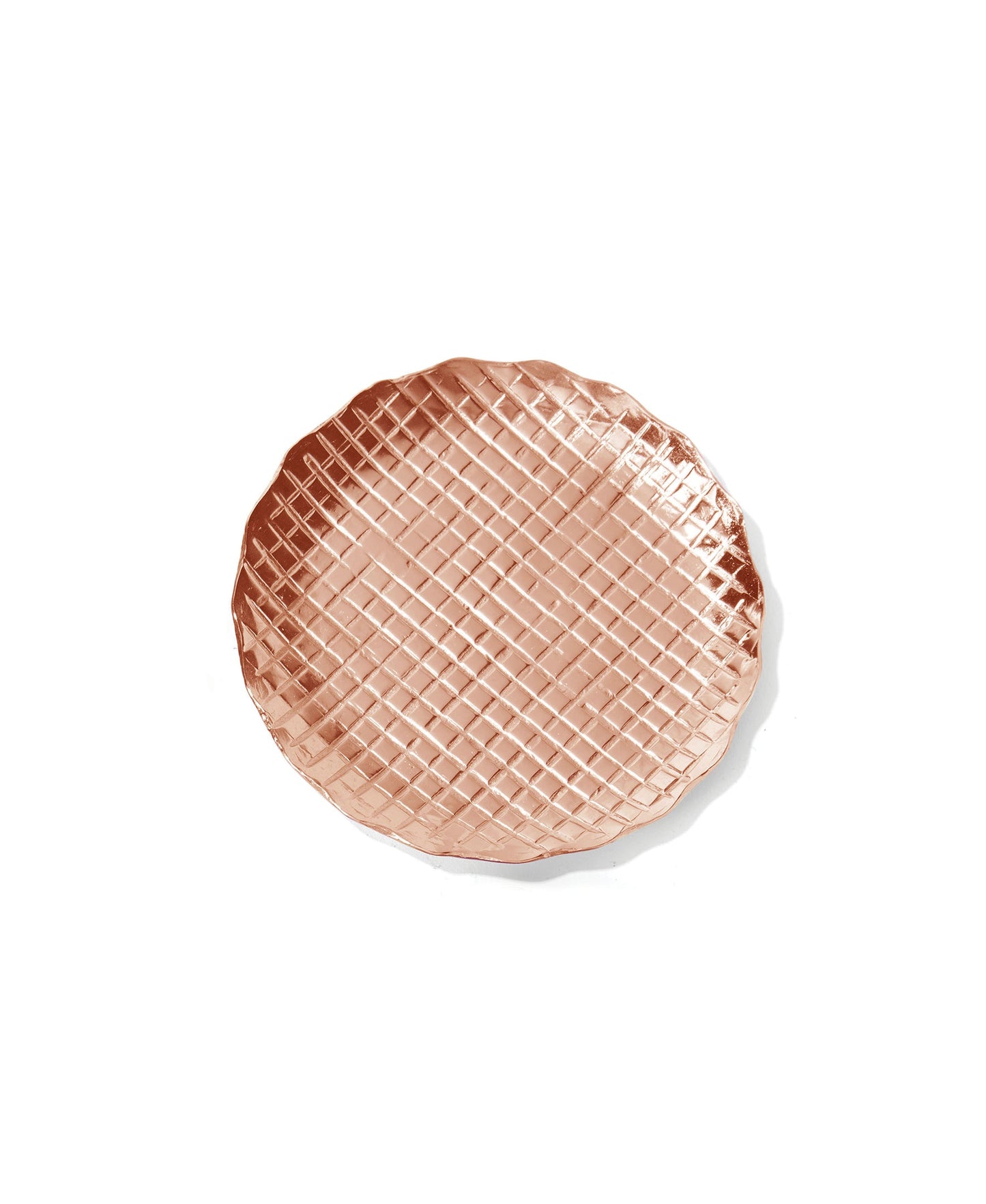 Set of 4 Copper Checkered Metal Coasters for Stylish Drink Protection