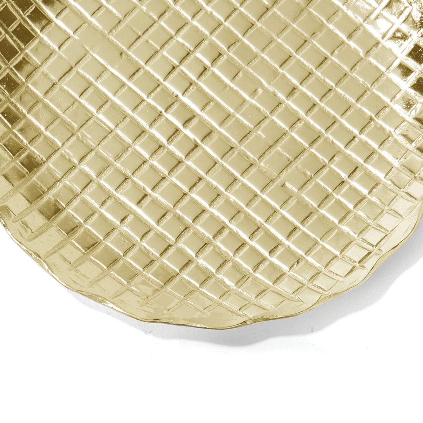 Set of 4 Gold Checkered Metal Coasters for Sophisticated Table Protection
