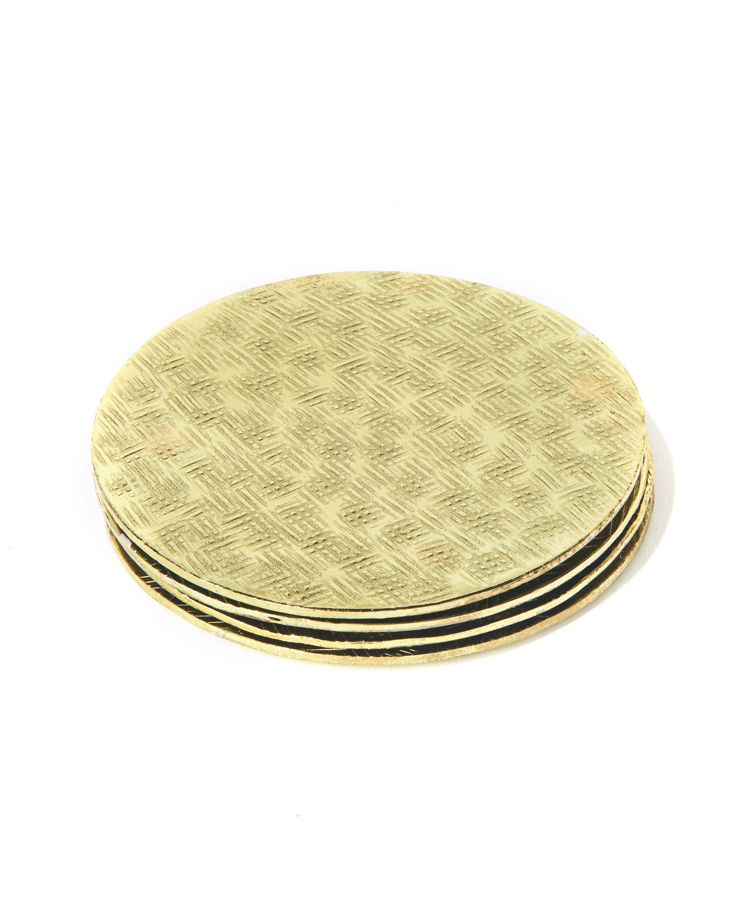 Set of 4 Gold Round Metal Coasters for Luxurious Surface Protection