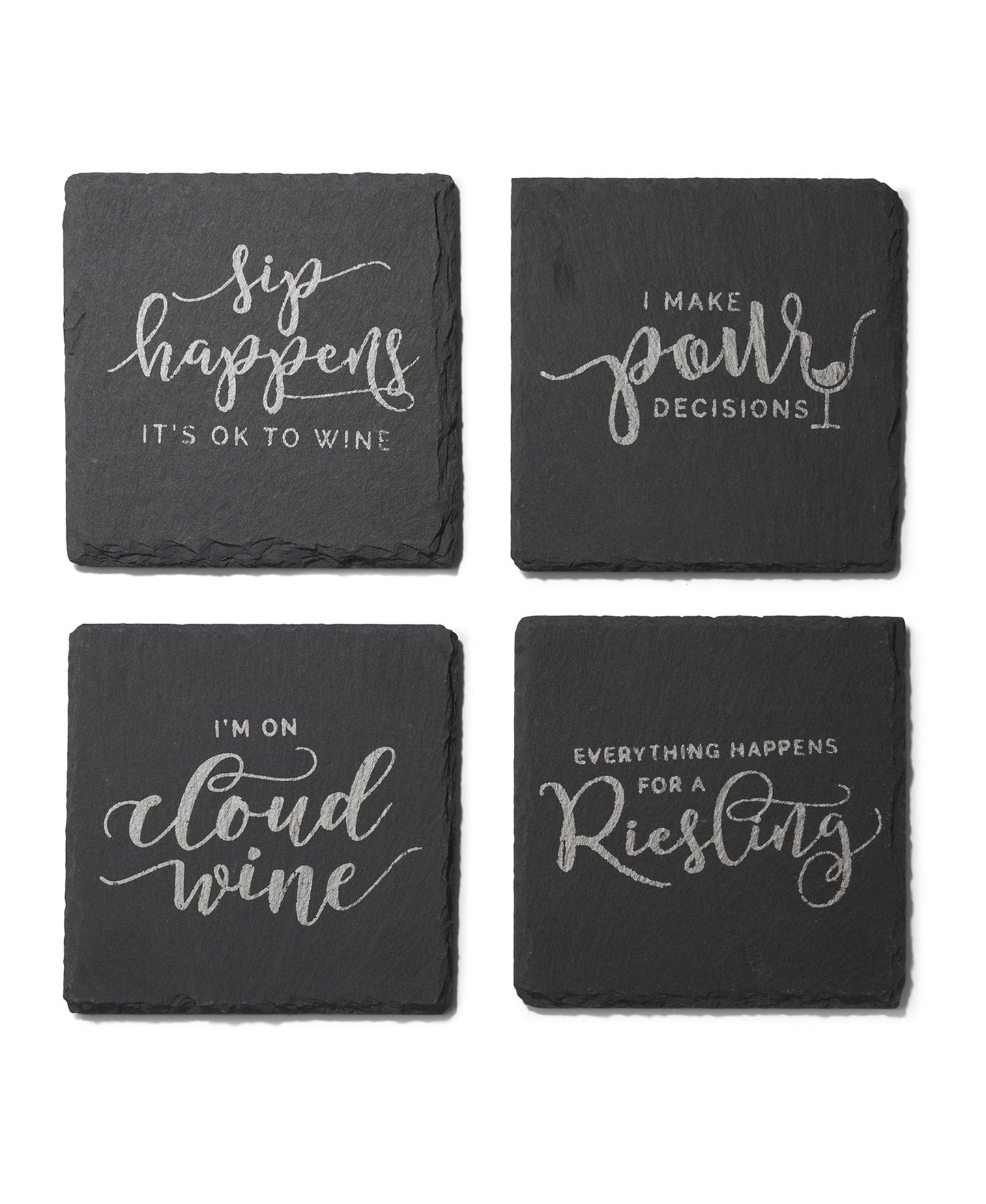 Cloud Wine Silver Slate Coasters - Set of 4