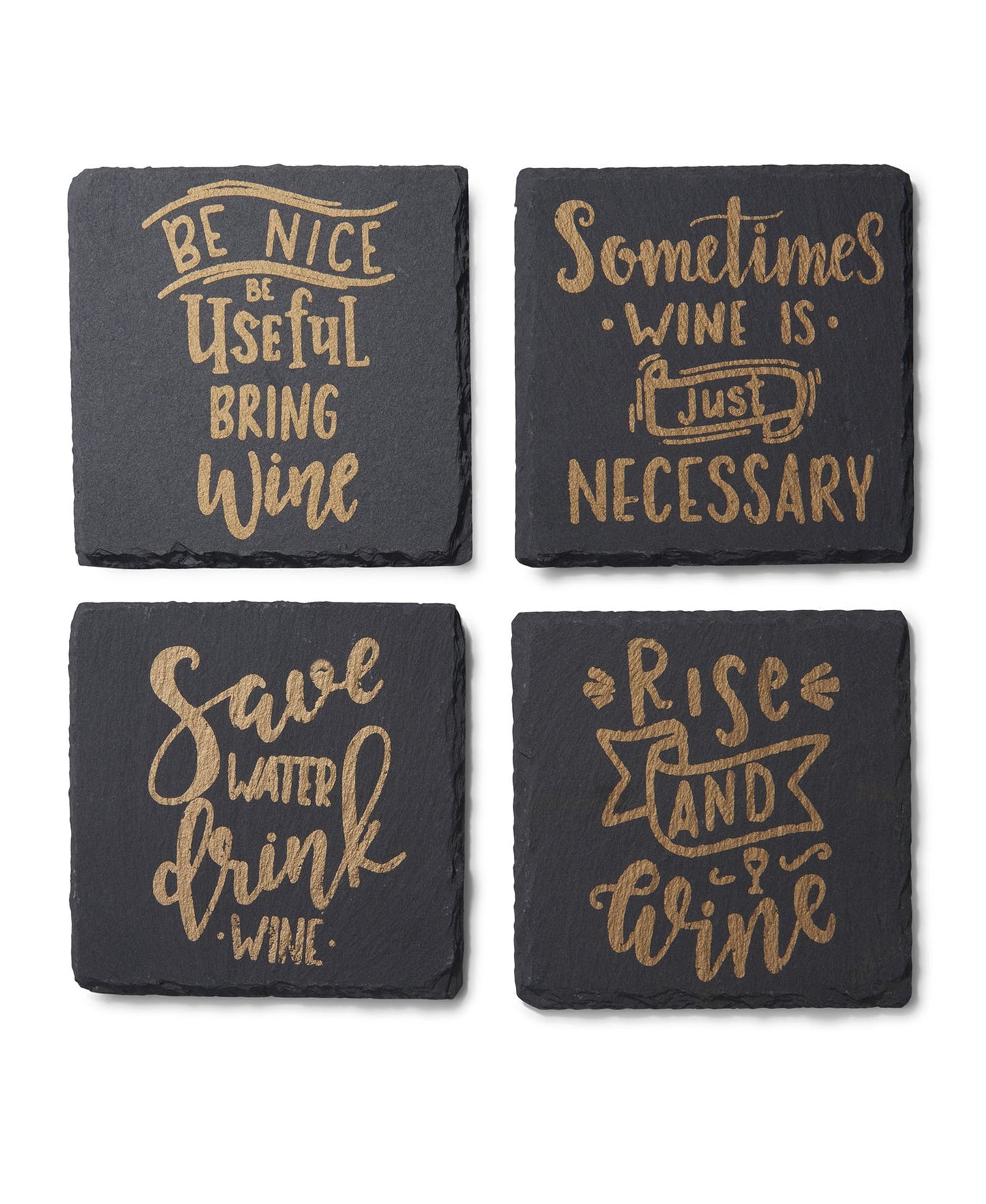 Gold Wine Is Necessary Slate Coasters Set Of 4