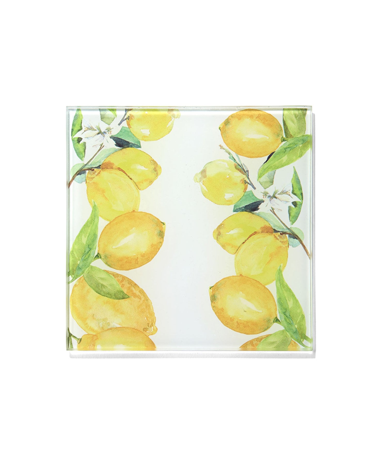 Lemon Branches Glass Coasters - Set of 4 with Gift Packaging