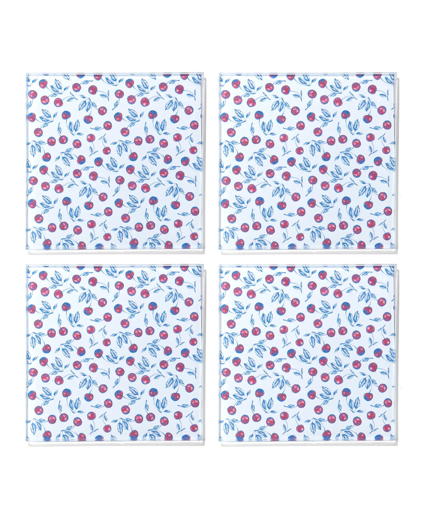 Cherries Galore Glass Coasters - Set of 4