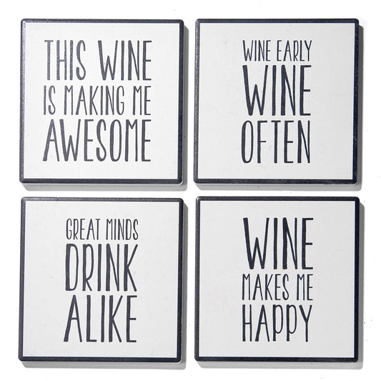 Wine Often Set of 4 Ceramic Coasters