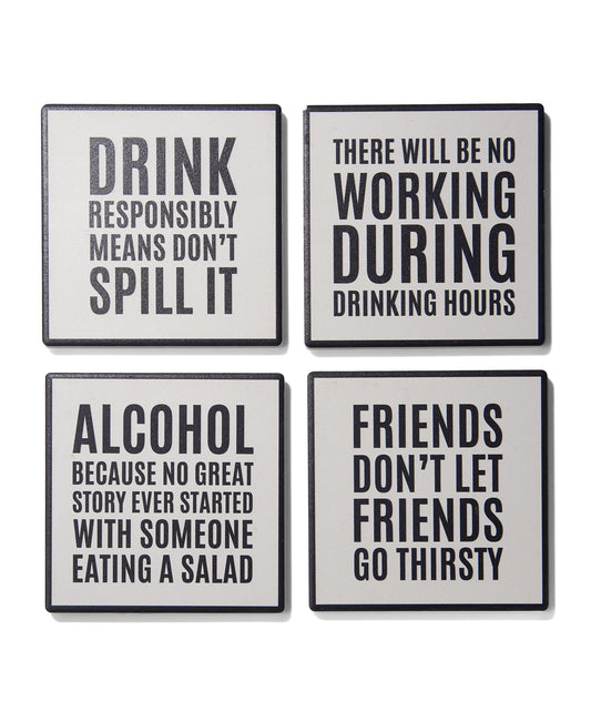 Work Hour Happy Hour Set of 4 Ceramic Coasters