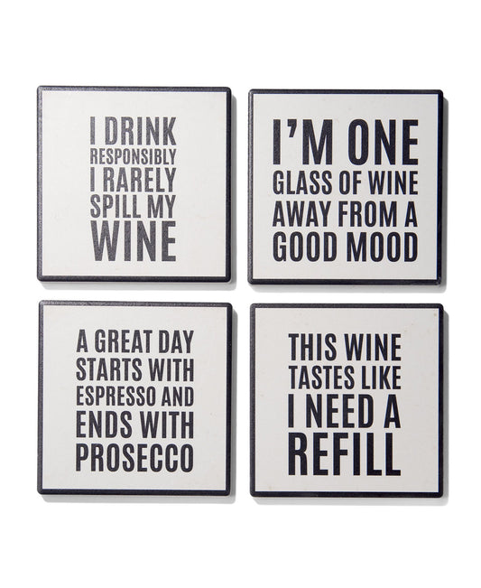 Wine Sentiments Set of 4 Ceramic Coasters