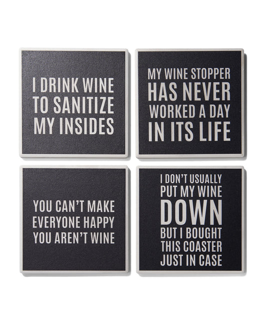 Cocktail Hour Sentiments Set of 4 Ceramic Coasters
