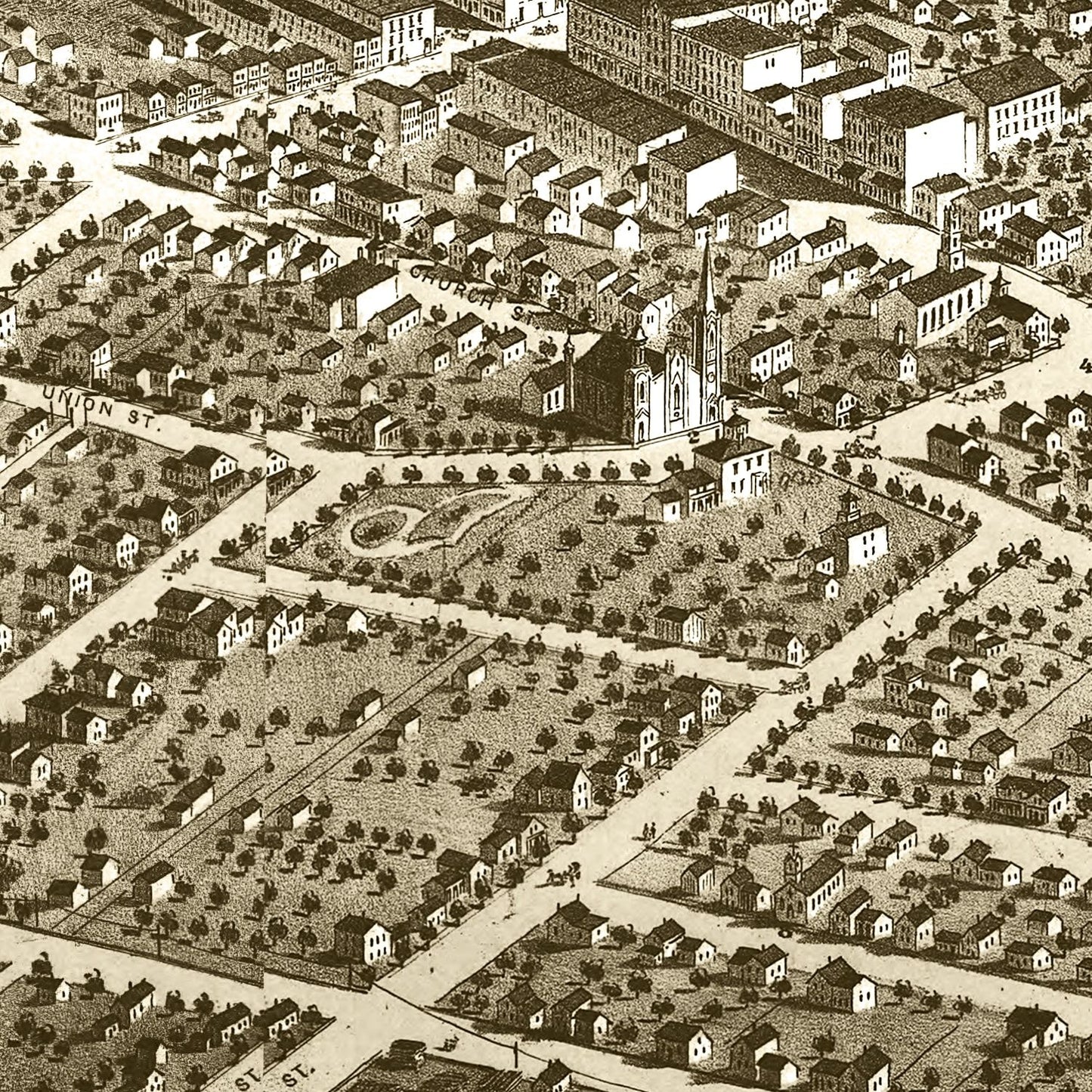 Vintage Map of Adrian, Michigan 1866