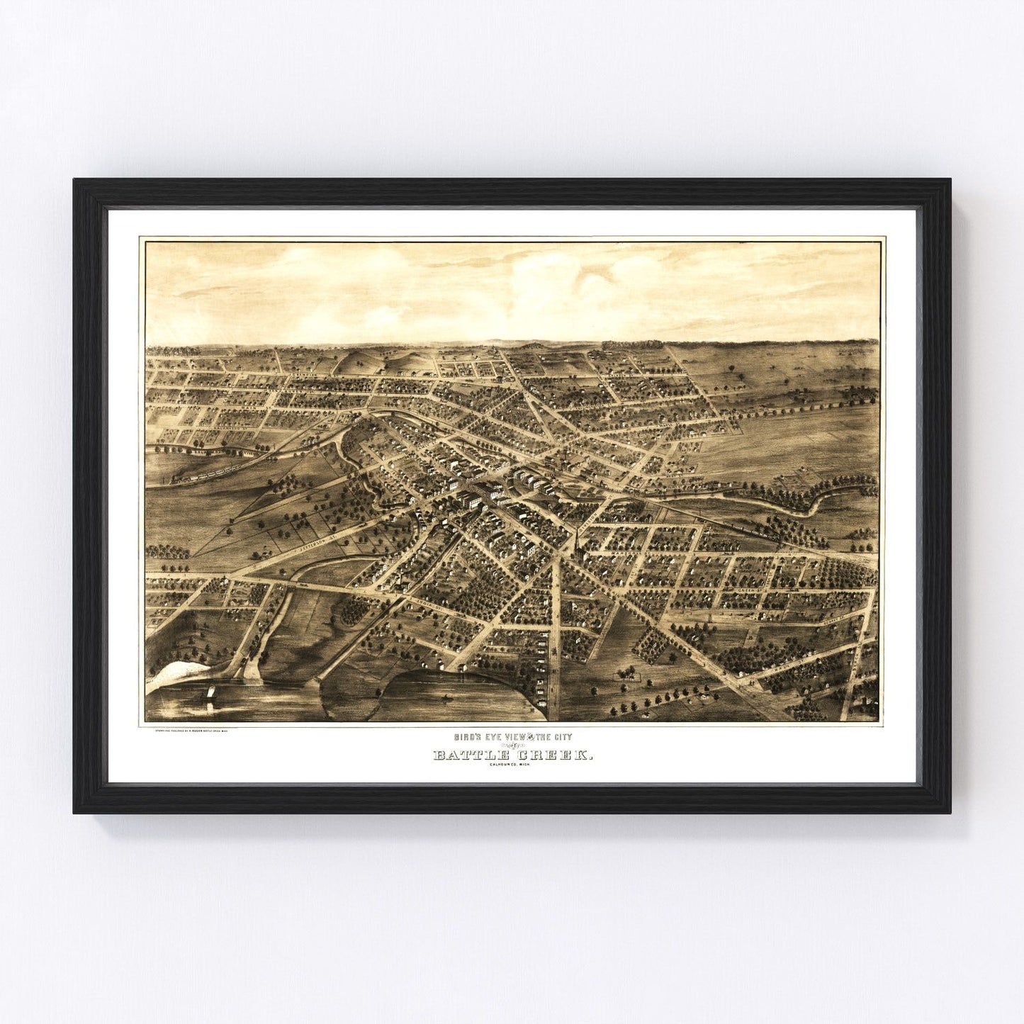 Vintage Map of Battle Creek, Michigan 1870