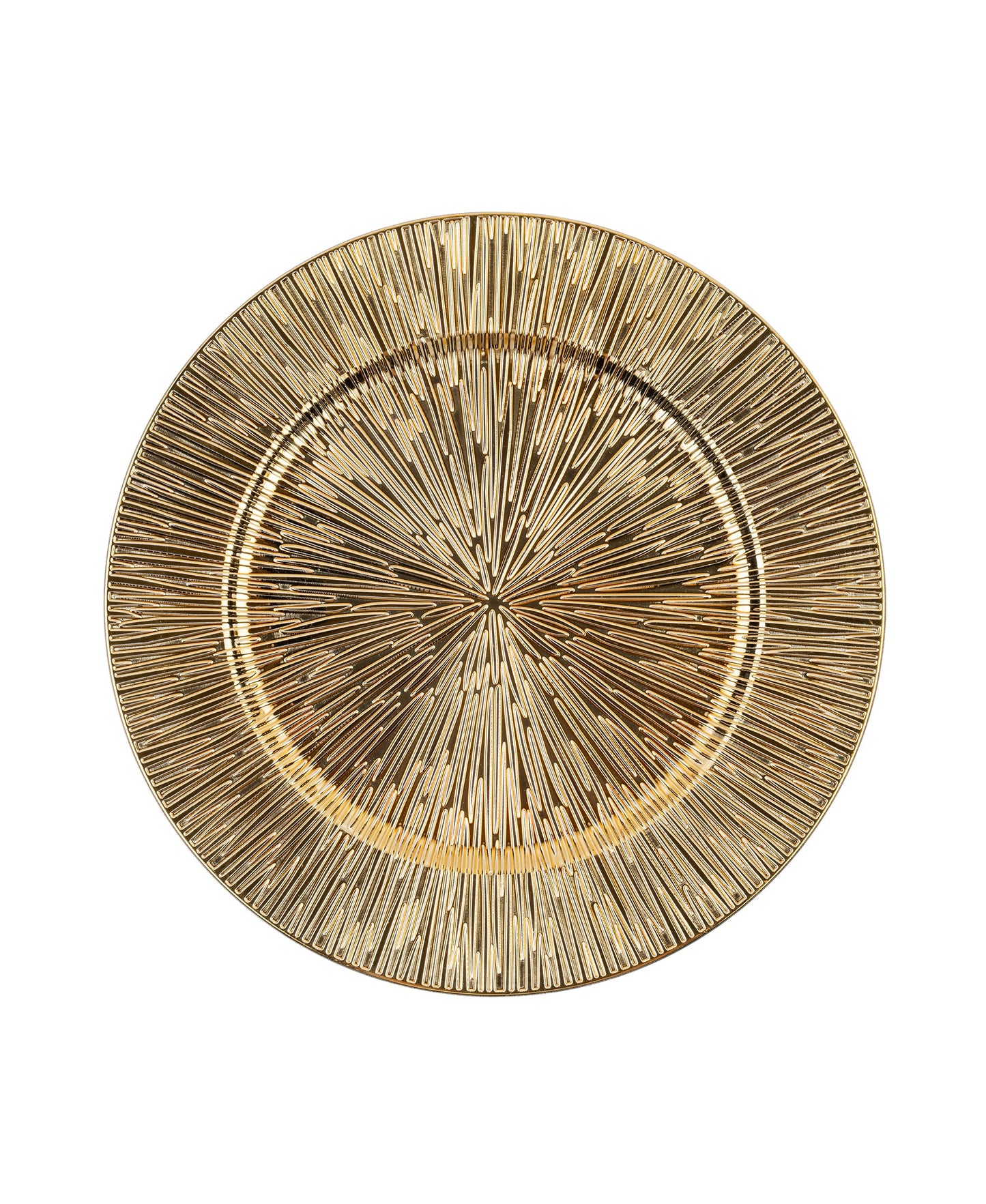 STARBURST GOLD SET OF 4 CHARGER PLATES 13"D ELECTROPLATED