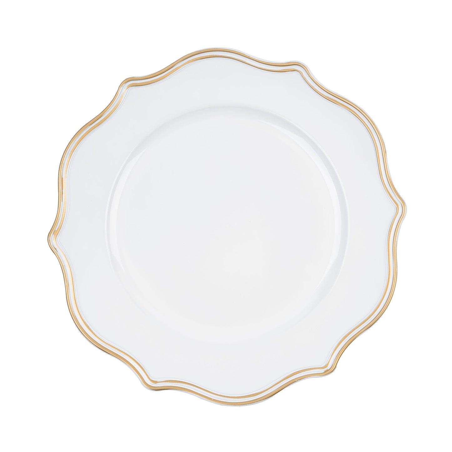 LACEY WHITE/GOLD SET OF 4 CHARGER PLATES 13"D