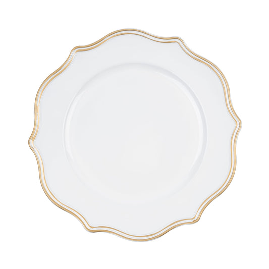 LACEY WHITE/GOLD SET OF 4 CHARGER PLATES 13"D