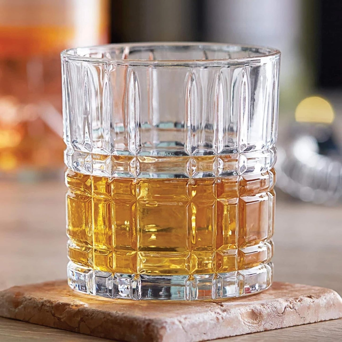 DALMORE 7 PC WHISKEY SET RB 6 GLASSES 7.5 oz, 3.22”H x 2.95”D, DECANTER 25 oz, 8.77”H x 3.5”D