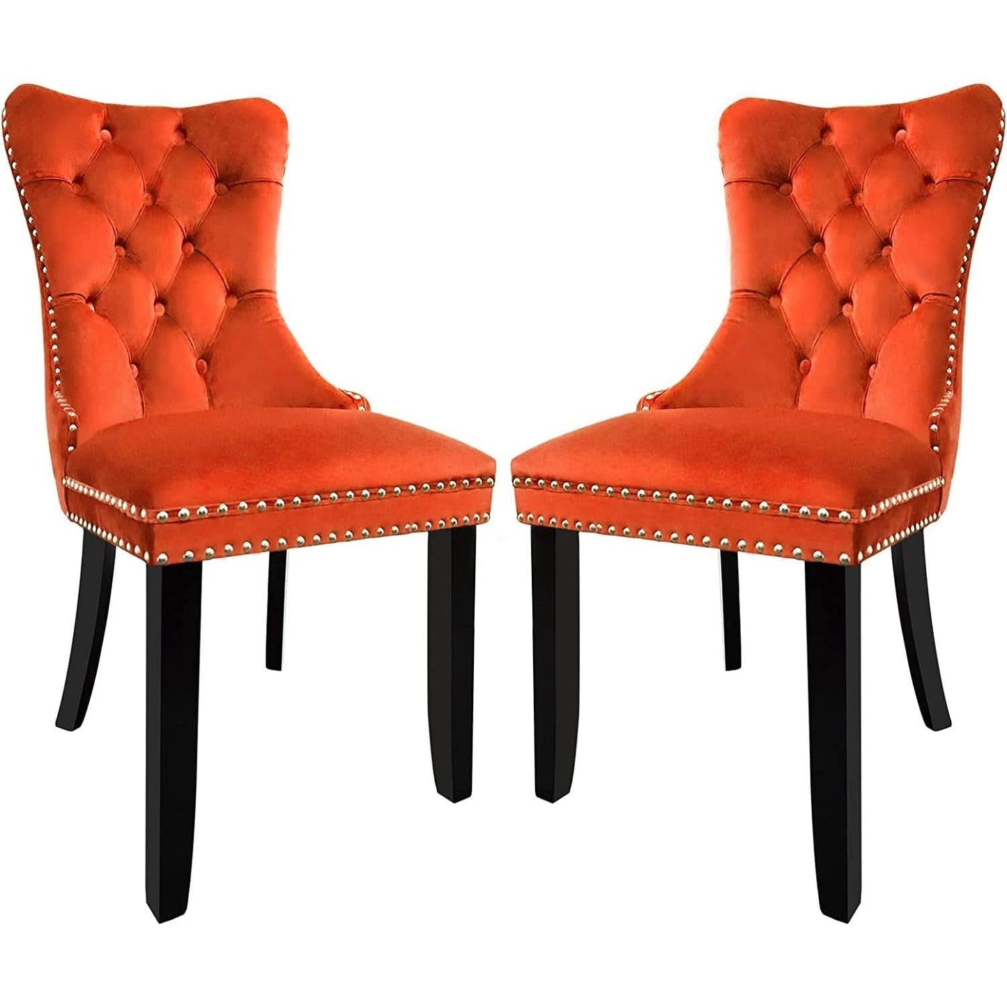 Solid Wood Dining Chairs With Nailhead Back Set Of 2