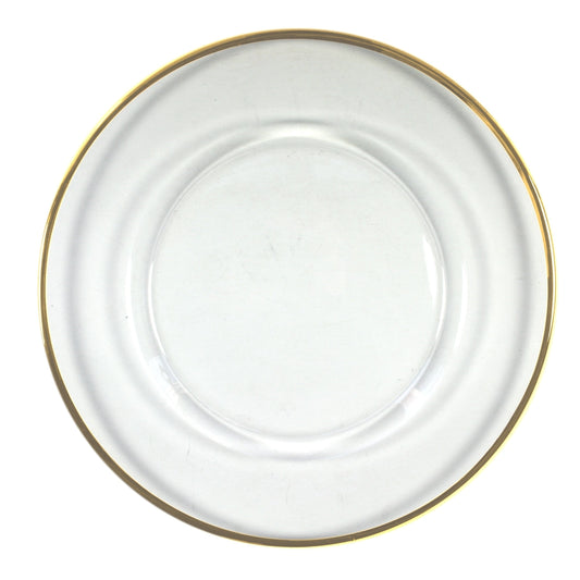 Gold Rimmed Clear Glass Charger Plate 13"