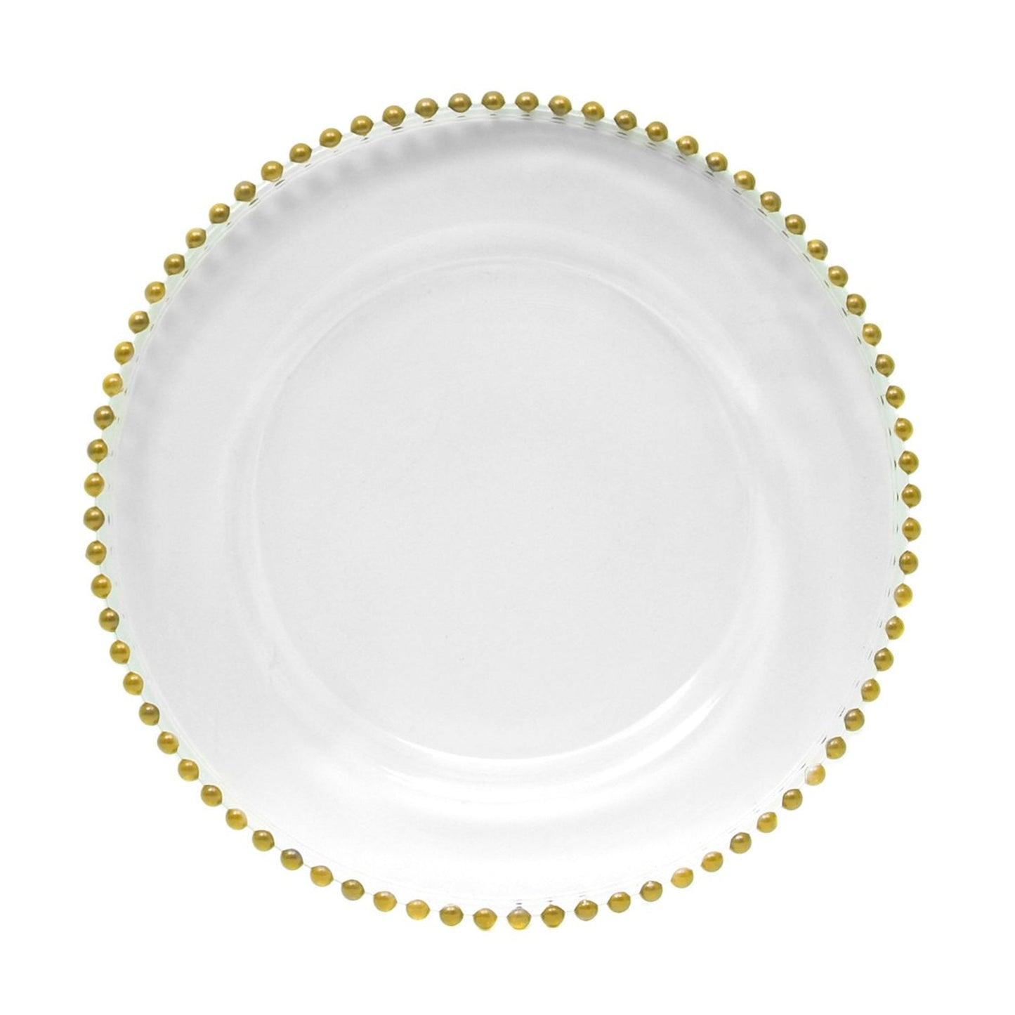 Gold Beaded Glass Charger Plate 13"