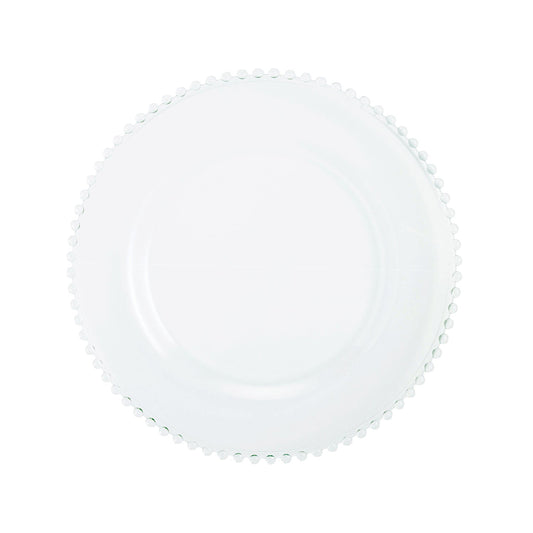 Beaded Clear 13"D Glass Charger Plates 4-Piece Set