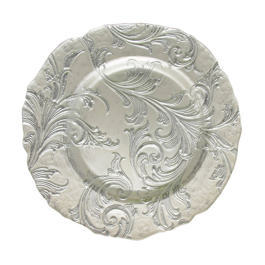 Vanessa Glass Charger Plates 4-Piece Set - Silver 13" D