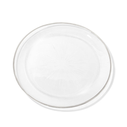 Elite Glass Charger Plates with Silver Rim 6-Piece Set 13"D