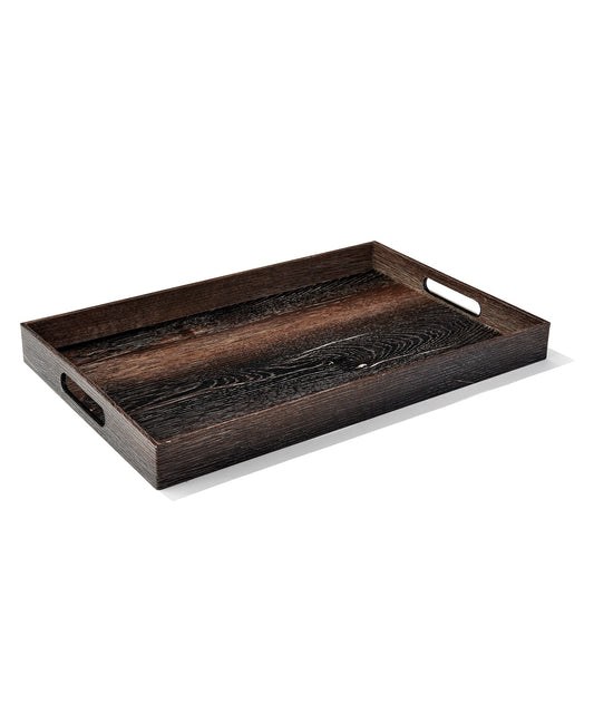 WALNUT WOOD FINISH SET OF 2 RECT TRAYS 14X19", 12 X 18"