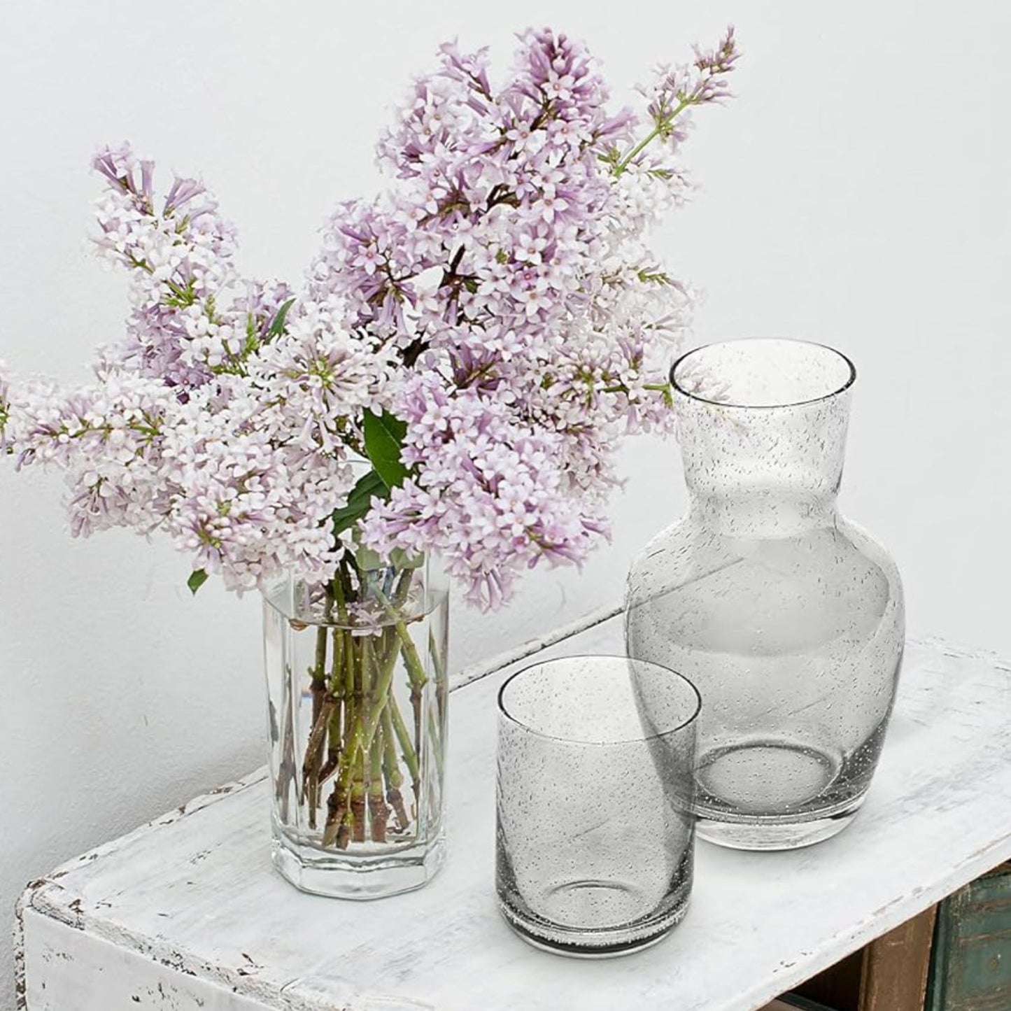 BUBBLES SMOKE GRAY 2 PC CARAFE & CUP SET RB: 28.06oz / 830ml 4.13X8.15"
