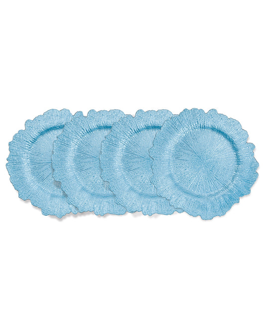 LT BLUE  REEF PP SET OF 4 CHARGER PLATES 13"D