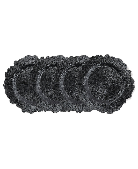 BLACK  REEF PP SET OF 4 CHARGER PLATES 13"D