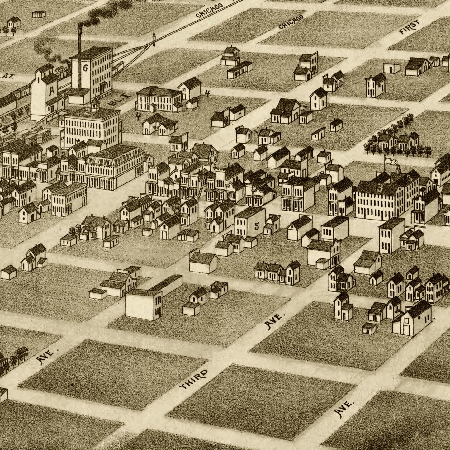 Vintage Map of Aberdeen, South Dakota 1883