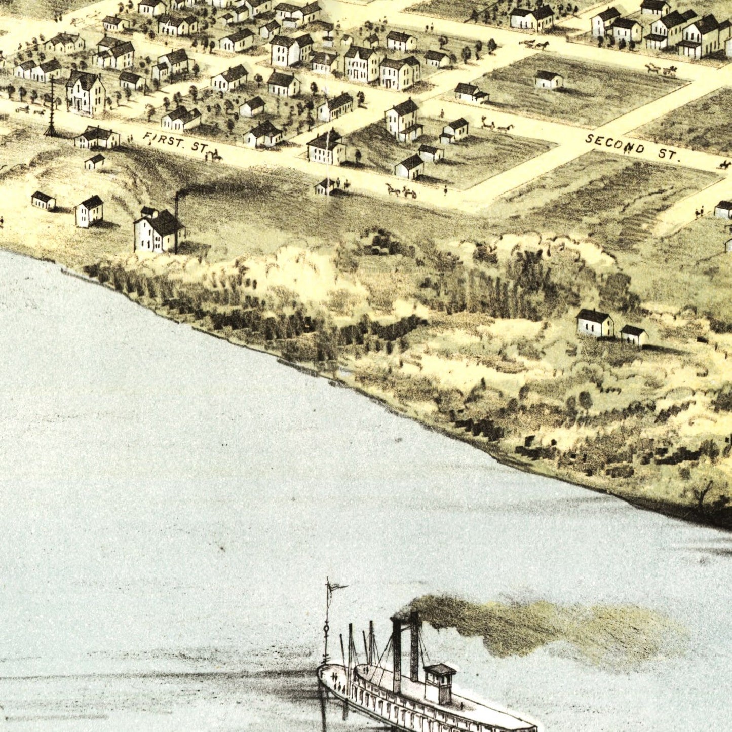 Vintage Map of Atchison, Kansas 1869