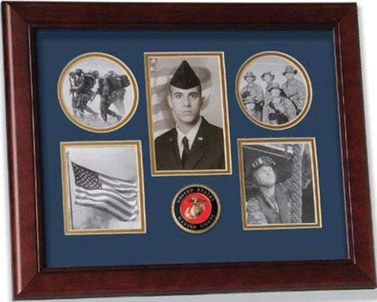 United States Marine Corps Medallion 5 Picture Collage Frame with Stars